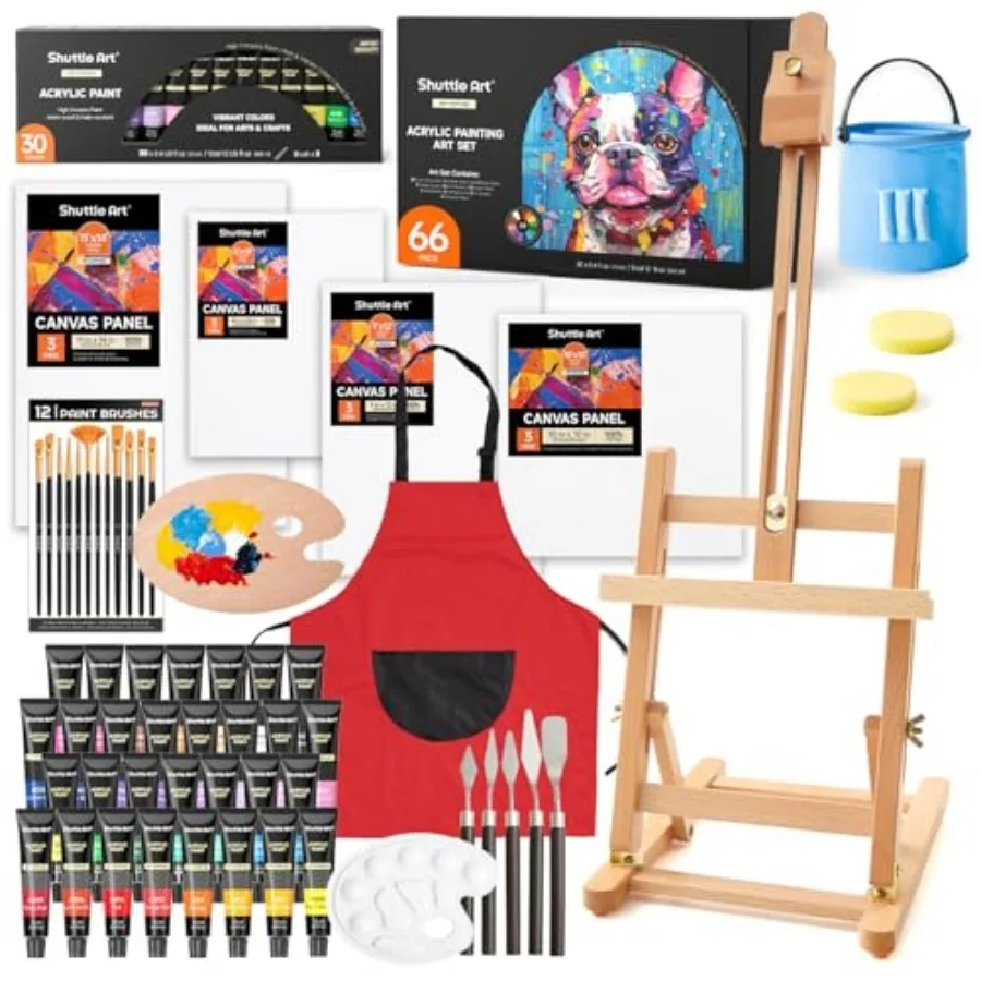 66 Pack Acrylic Paint Set, Acrylic Painting Set with 30 Colors Acrylic Paint, Wooden Easel, Painting Canvas, Paint Brushes, Pal
66 Pack Acrylic Paint Set, Acrylic Painting Set with 30 Colors Acrylic Paint, Wooden Easel, Painting Canvas, Paint Brushes, Pal