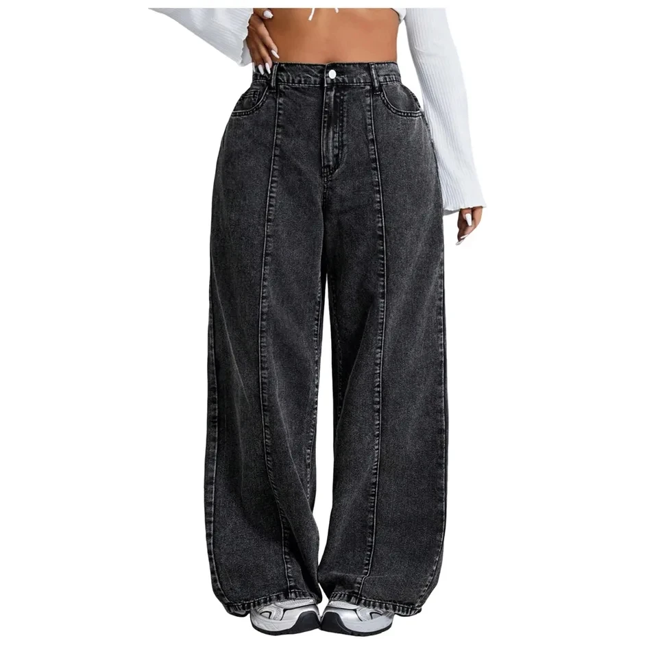 Plus Size 0XL-4XL Distressed Curved Jeans For Women High Waist Denim Trousers Streetwear Loose Fit Wide Leg Jeans Floor Pants
Plus Size 0XL-4XL Distressed Curved Jeans For Women High Waist Denim Trousers Streetwear Loose Fit Wide Leg Jeans Floor Pants