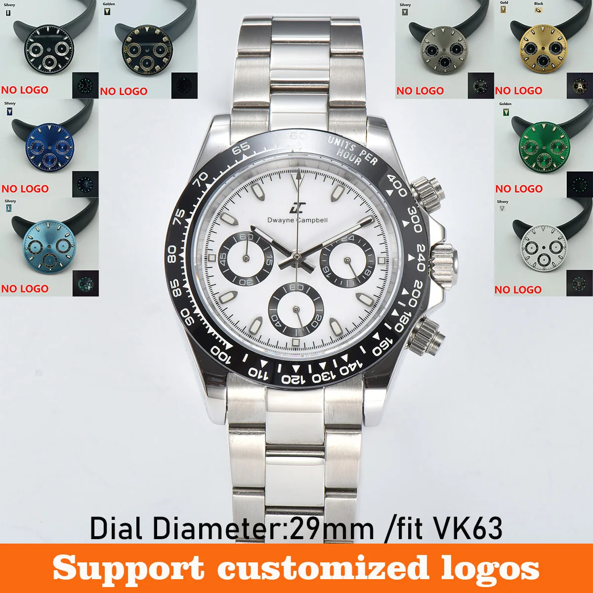 29mm Panda Dial VK63 Quartz Movement Timing Face Watch Accessories Watch Parts Dial Luminous for 39mm Watch Cases
29mm Panda Dial VK63 Quartz Movement Timing Face Watch Accessories Watch Parts Dial Luminous for 39mm Watch Cases