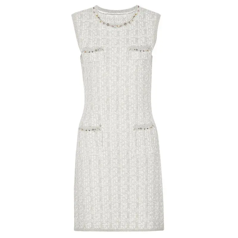 Elegant Short Sleeveless Knitted Slim Fit Dress Women's High Quality Spring Autumn New Style Pearlescent Bead Embellished Dress
Elegant Short Sleeveless Knitted Slim Fit Dress Women's High Quality Spring Autumn New Style Pearlescent Bead Embellished Dress