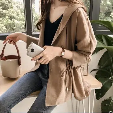 Loose Fitted Long Sleeve Women's Windbreaker Hooded Coat Korean Style Autumn Fashion Straight Cut Cotton Cardigan Outerwear
Loose Fitted Long Sleeve Women's Windbreaker Hooded Coat Korean Style Autumn Fashion Straight Cut Cotton Cardigan Outerwear