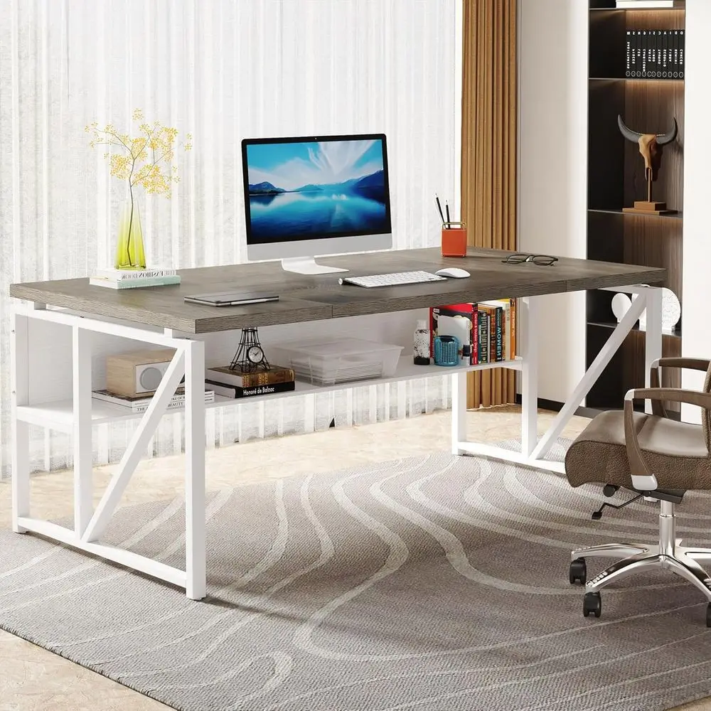 63 inches Computer Desk with Bottom Storage Shel Home Oice Desk Writing Table or Workstation,k Walnut + Steel Leg, Cabinet not I
63 inches Computer Desk with Bottom Storage Shel Home Oice Desk Writing Table or Workstation,k Walnut + Steel Leg, Cabinet not I