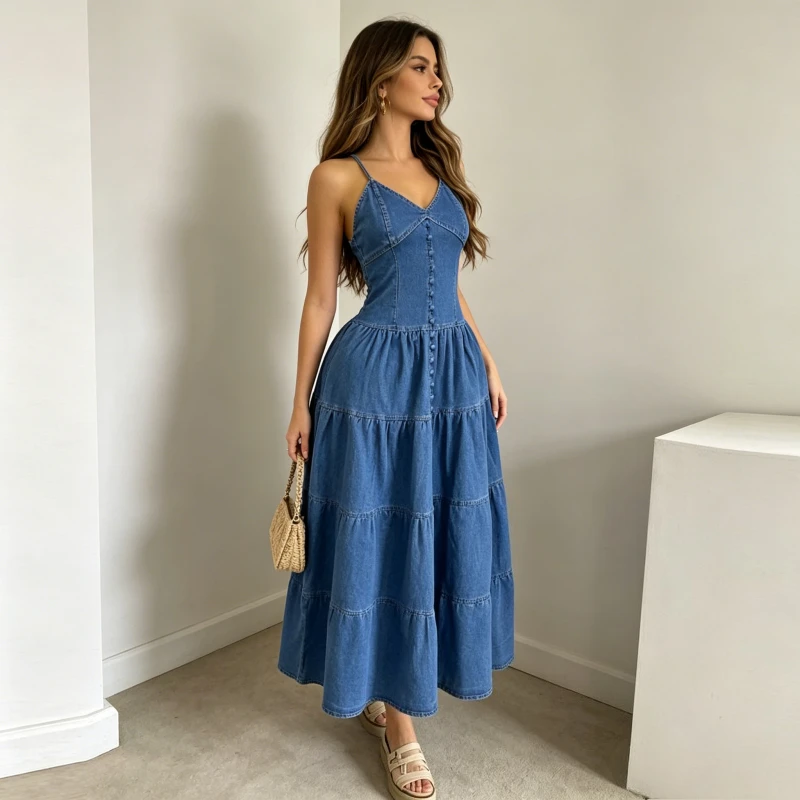 Women Denim Dresses Sexy Sundress Streetwear A Line 2026 Summer Sleeveless Backless Lace Up Distressed Slip Dress Vestidos
Women Denim Dresses Sexy Sundress Streetwear A Line 2026 Summer Sleeveless Backless Lace Up Distressed Slip Dress Vestidos