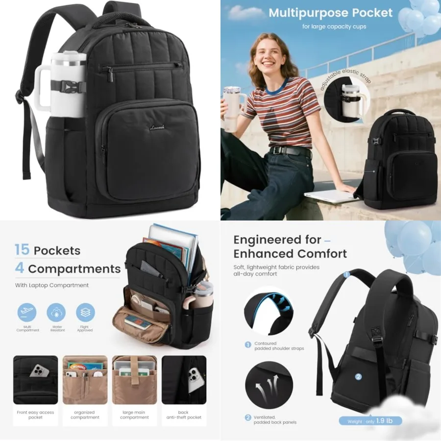 Laptop Backpack for Women with Giant Tumbler Holder Pocket, Puffer Travel College Work Backpack Purse for Teacher Nurse, Waterp
Laptop Backpack for Women with Giant Tumbler Holder Pocket, Puffer Travel College Work Backpack Purse for Teacher Nurse, Waterp
