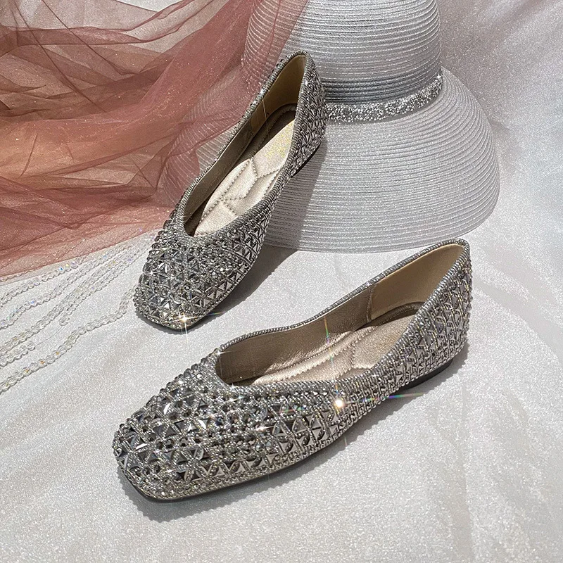 Crystal Mary Jane Shoes Women Square Toe Wedding Elevator Shoes Luxury Rhinestone Loafers Big Size Shallow Slip on Slides Silver
Crystal Mary Jane Shoes Women Square Toe Wedding Elevator Shoes Luxury Rhinestone Loafers Big Size Shallow Slip on Slides Silver