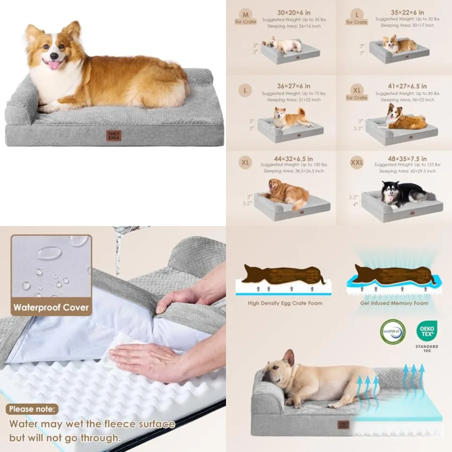 Large Dog Bed Memory Foam for Crate, Orthopedic Dog Bed Large Size Dogs with Washable Removable Cover, Waterproof Pet Sofa Couc
Large Dog Bed Memory Foam for Crate, Orthopedic Dog Bed Large Size Dogs with Washable Removable Cover, Waterproof Pet Sofa Couc