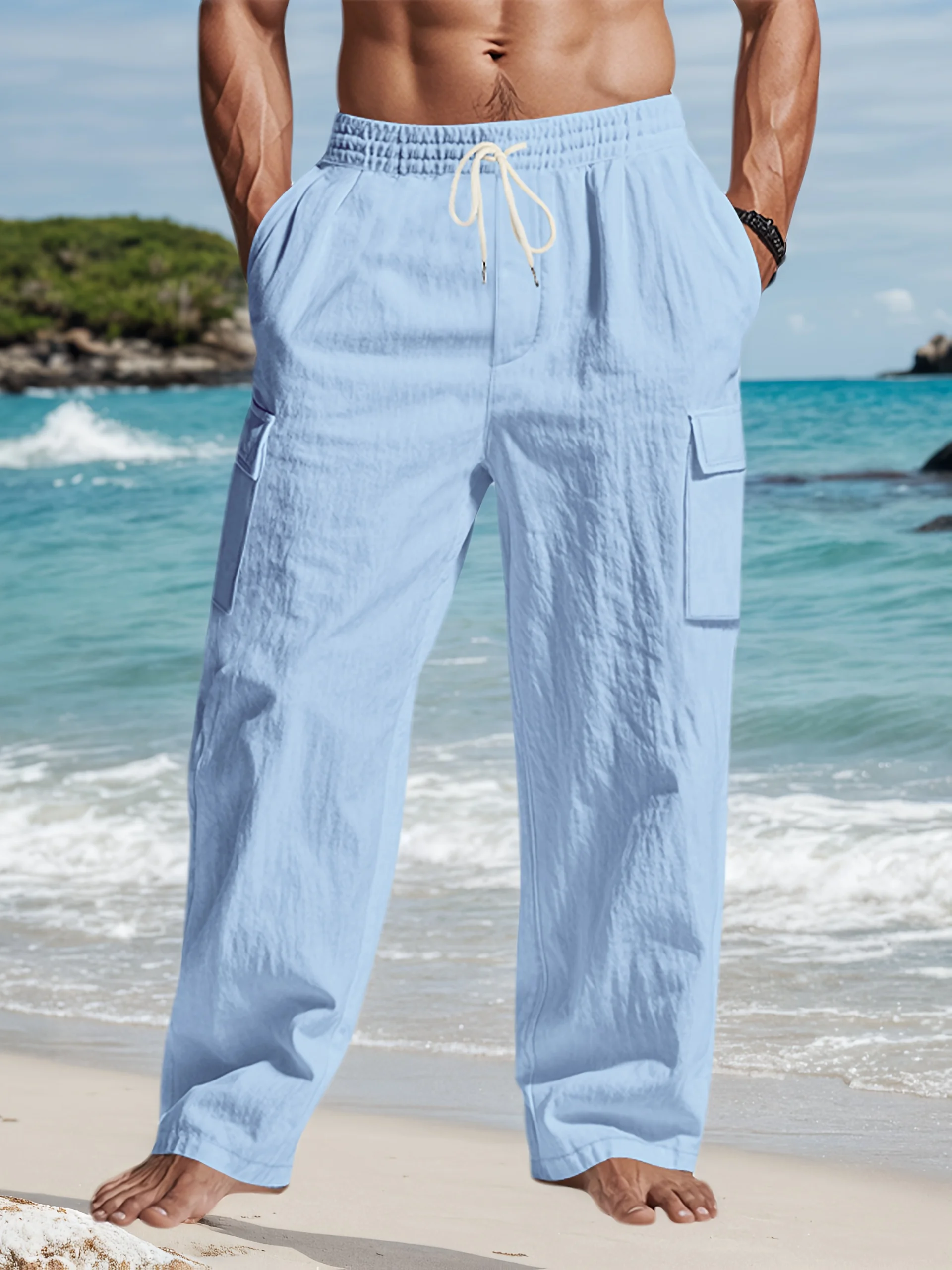 Мужские легкие смешанные брюки-карго с несколькими карманами, дышащие летние пляжные длинные брюки с боковыми карманами и шнурком
Мужские легкие смешанные брюки-карго с несколькими карманами, дышащие летние пляжные длинные брюки с боковыми карманами и шнурком