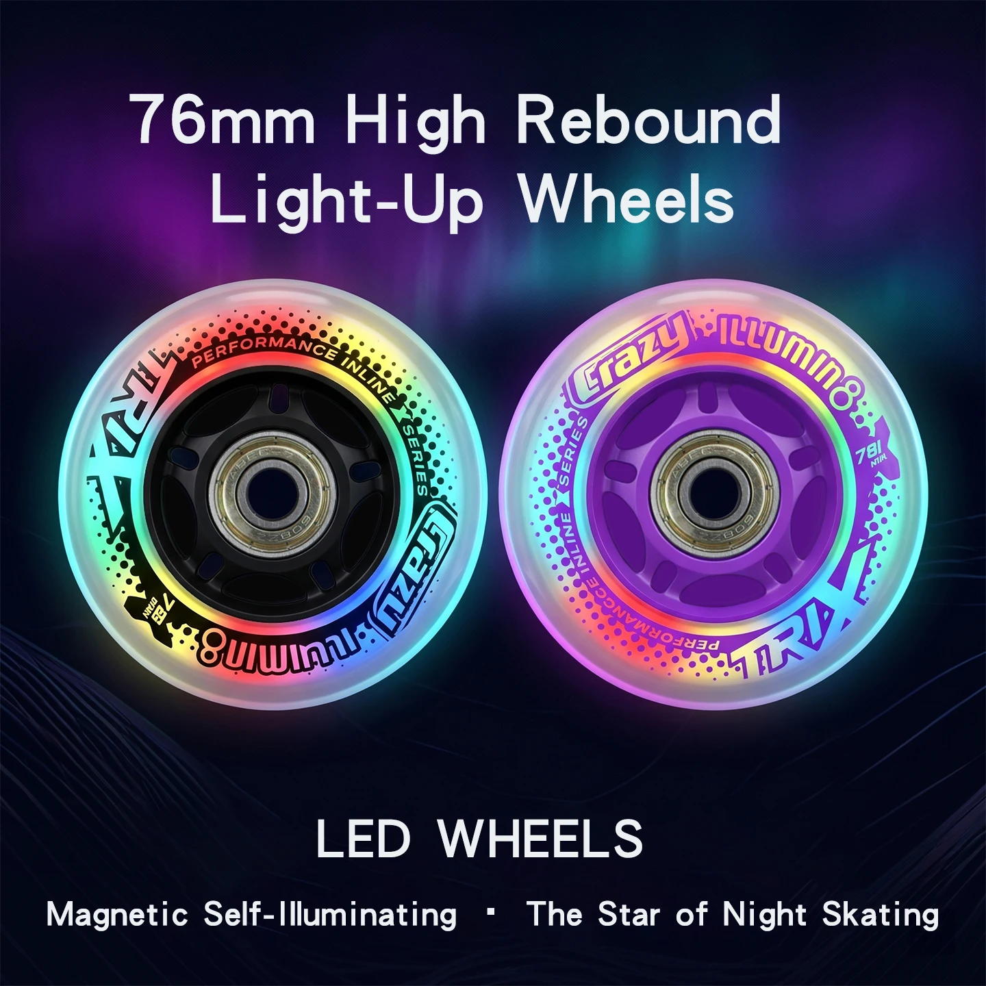 2Pcs 76mm Cool Flash Wheels, Battery-Free Self-Luminous Inline Skate Wheels, High Elastic Wear-Resistant LED Replacement Wheels
2Pcs 76mm Cool Flash Wheels, Battery-Free Self-Luminous Inline Skate Wheels, High Elastic Wear-Resistant LED Replacement Wheels