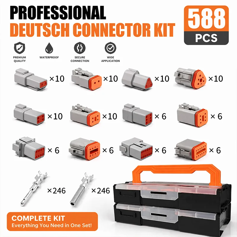 588 PCS DEUTSCH DT Connector Kit 2 3 4 6 8 12 Pin Way Sealed Waterproof Electrical Wire Automotive Terminals Assortment Box 16A
588 PCS DEUTSCH DT Connector Kit 2 3 4 6 8 12 Pin Way Sealed Waterproof Electrical Wire Automotive Terminals Assortment Box 16A