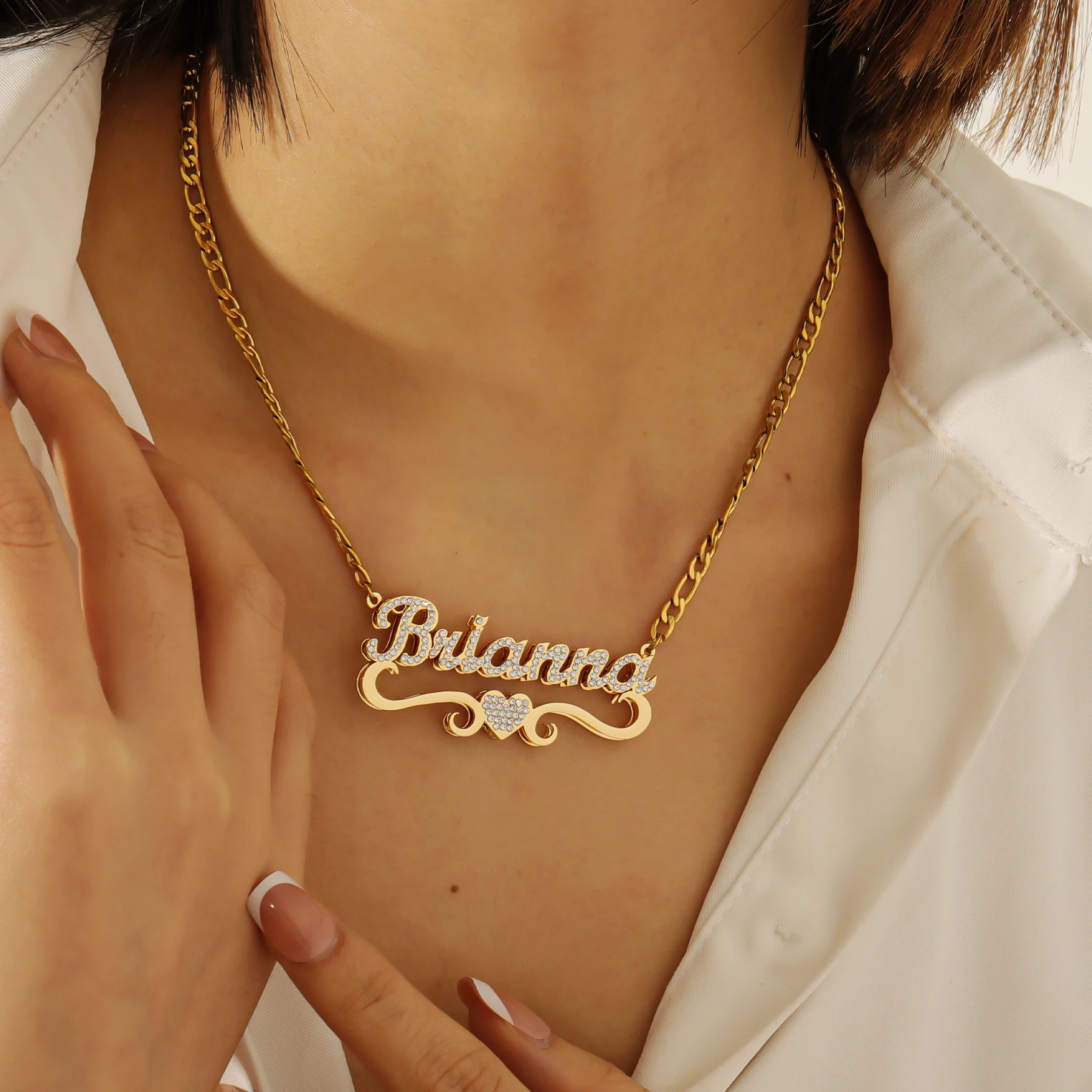 Ожерелье с индивидуальным именем, кулон с муассанитом, 18-каратное позолоченное нержавеющее сталь, сердце, циркон, персонализированный роскошный рождественский подарок для нее
Ожерелье с индивидуальным именем, кулон с муассанитом, 18-каратное позолоченное нержавеющее сталь, сердце, циркон, персонализированный роскошный рождественский подарок для нее