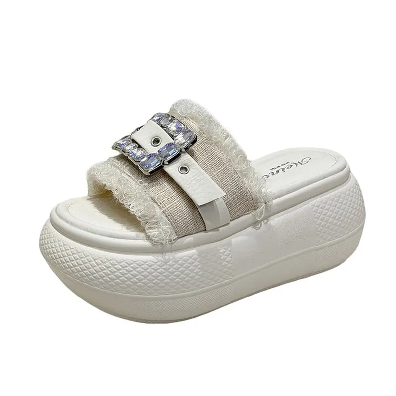 New Women Bling Chunky Slippers Summer Ladies Beach Flip-Flops Wedges Heels Outside Sandals Woman High Platform Canvas Shoes 5CM
New Women Bling Chunky Slippers Summer Ladies Beach Flip-Flops Wedges Heels Outside Sandals Woman High Platform Canvas Shoes 5CM