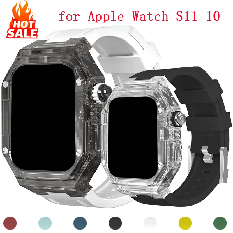 Роскошный прозрачный комплект модификации для Apple Watch S11 10, 42 мм, 46 мм, силиконовый ремешок для iWatch series 11 10, ремонт модного браслета
Роскошный прозрачный комплект модификации для Apple Watch S11 10, 42 мм, 46 мм, силиконовый ремешок для iWatch series 11 10, ремонт модного браслета