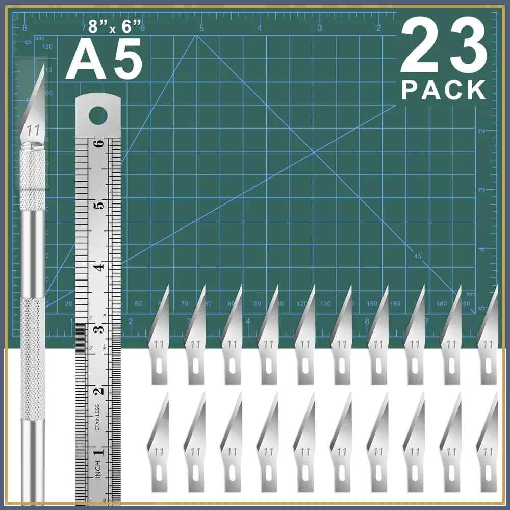 23 Pack Precision Hobby Knife Kit with 20 Spare Blades and Cutting Mat
23 Pack Precision Hobby Knife Kit with 20 Spare Blades and Cutting Mat