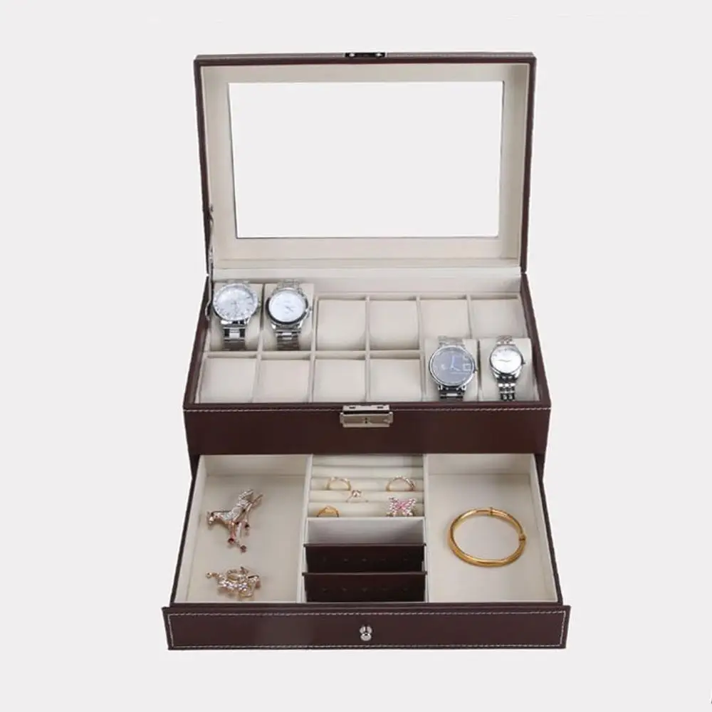 12 Grids Slots Professional Watches Storage Box Double Layers PU Leather Watch Case Organizer Box Holder Black Brown Colors
12 Grids Slots Professional Watches Storage Box Double Layers PU Leather Watch Case Organizer Box Holder Black Brown Colors