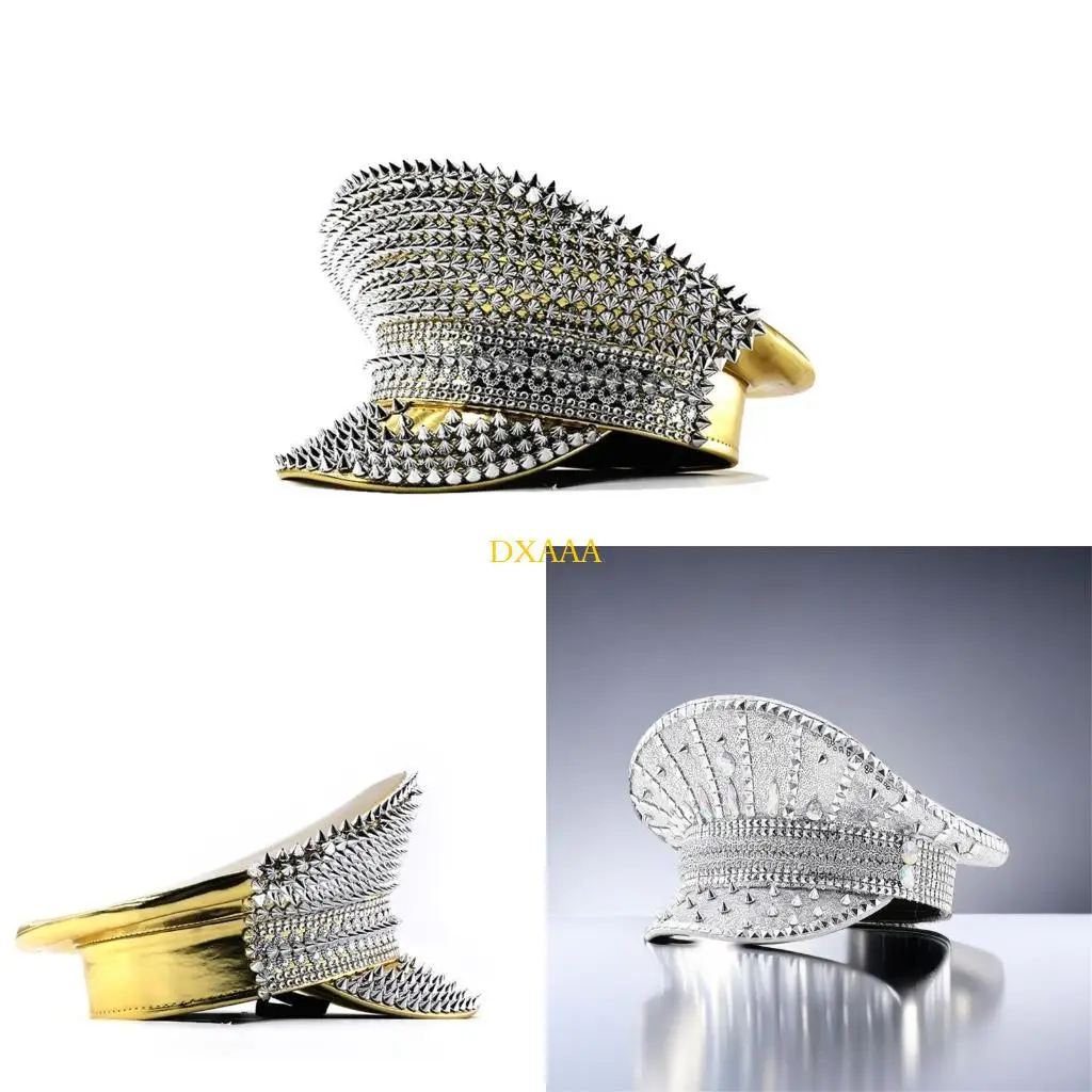 DXAA Stylish Captain Hat with Sparkling Rivet Studded and Rhinestones Decors Great for Women Various Outfit Club Headwear
DXAA Stylish Captain Hat with Sparkling Rivet Studded and Rhinestones Decors Great for Women Various Outfit Club Headwear