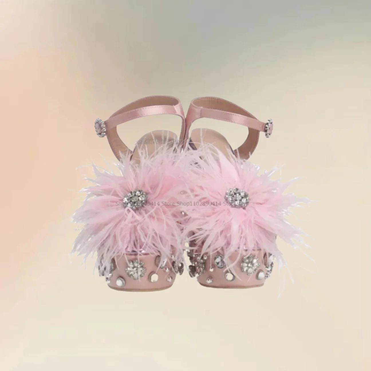 Pink Feather Crystal Decor Platform Sandals Buckle Strap Women Shoes Chunky High Heels Open Toe Dating 2025 Zapatos Para Mujere
Pink Feather Crystal Decor Platform Sandals Buckle Strap Women Shoes Chunky High Heels Open Toe Dating 2025 Zapatos Para Mujere