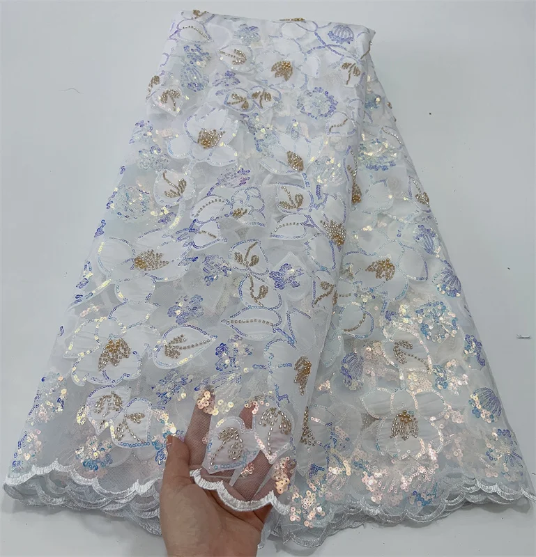 African Lace Fabric 2024 High Quality French Mesh Lace Fabric With Sequins Nigerian Beads Tulle Lace Fabrics For Wedding Dresses
African Lace Fabric 2024 High Quality French Mesh Lace Fabric With Sequins Nigerian Beads Tulle Lace Fabrics For Wedding Dresses