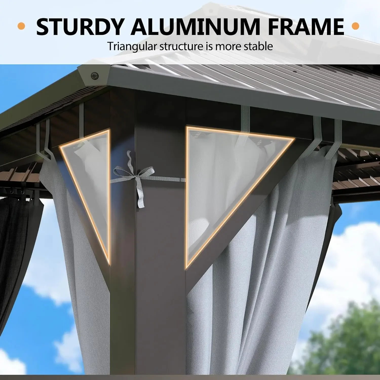 8.5'x8.5' Hardtop Gazebo, Outdoor Double Roof Galvanized Steel Gazebo, Aluminum Frame Permanent Pavilion with Curtains & Netting
8.5'x8.5' Hardtop Gazebo, Outdoor Double Roof Galvanized Steel Gazebo, Aluminum Frame Permanent Pavilion with Curtains & Netting