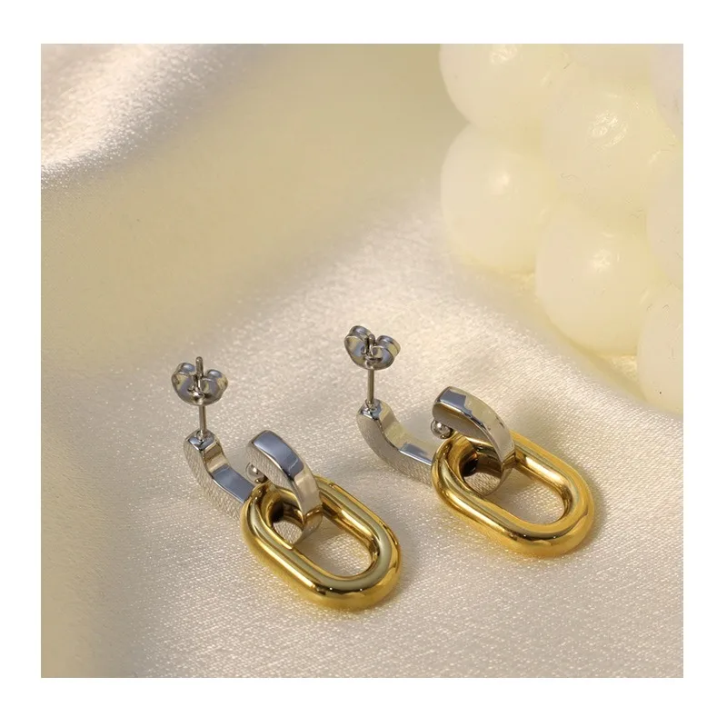 Design Sense Splicing Color Earrings Earrings Fashion Versatile Room Gold Earrings Gold-plated Stainless Steel Jewelry Women
Design Sense Splicing Color Earrings Earrings Fashion Versatile Room Gold Earrings Gold-plated Stainless Steel Jewelry Women