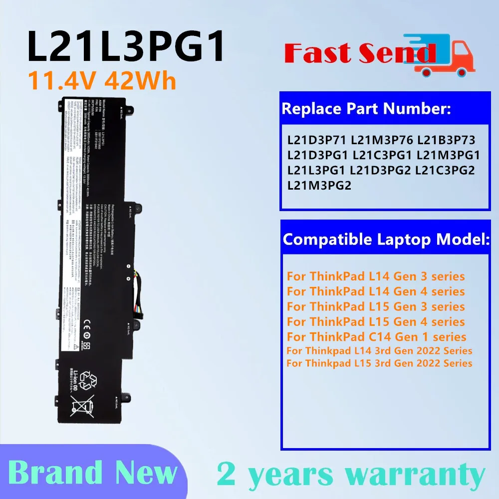 L21L3PG1 L21M3PG2 Laptop Battery for Lenovo Thinkpad L14 L15 3rd Gen 2022 Series L21C3PG2 L21D3PG1 L21C3PG1 L21M3PG1 L21D3PG2
L21L3PG1 L21M3PG2 Laptop Battery for Lenovo Thinkpad L14 L15 3rd Gen 2022 Series L21C3PG2 L21D3PG1 L21C3PG1 L21M3PG1 L21D3PG2