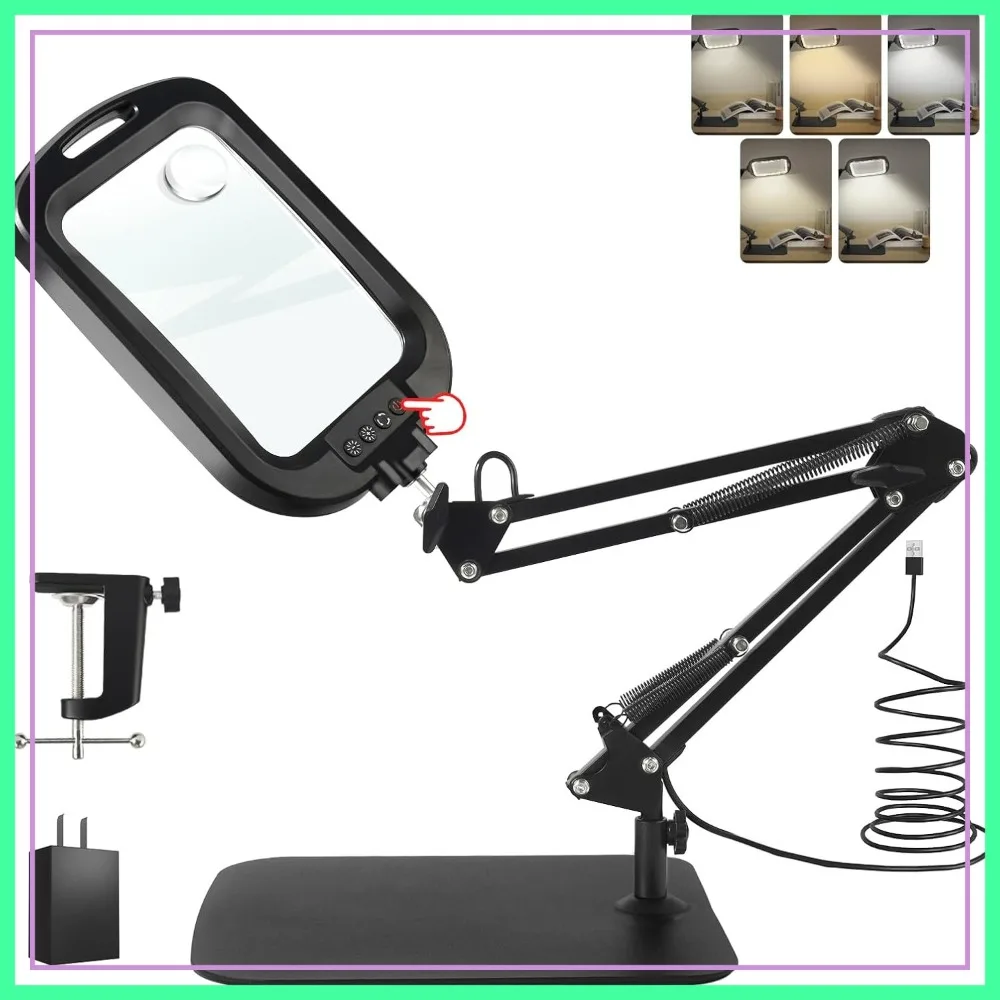 10X 30X Large Square Magnifying Glass with Light, 60 LED Hands Free Desk Lamp for Close Work
10X 30X Large Square Magnifying Glass with Light, 60 LED Hands Free Desk Lamp for Close Work