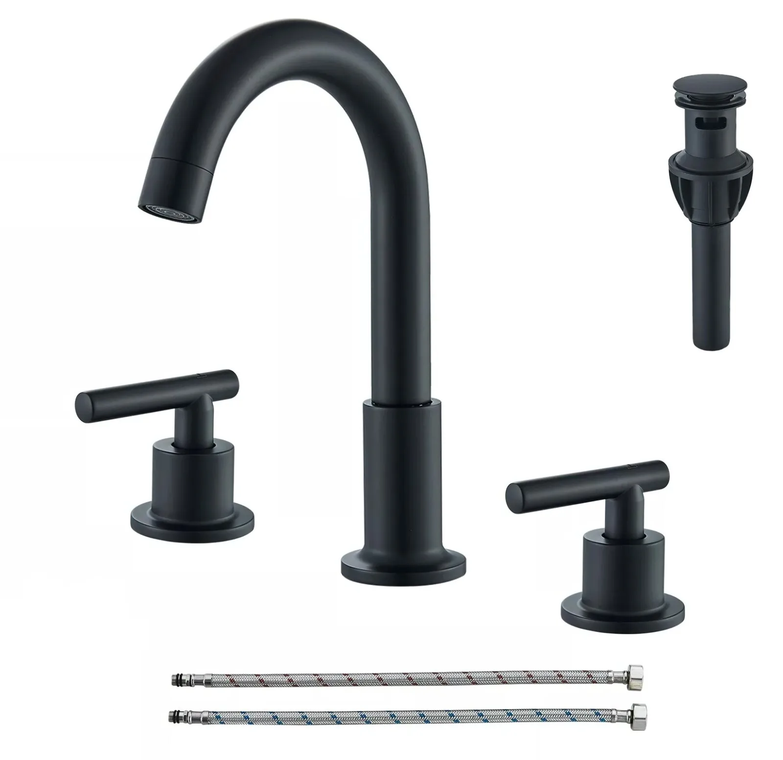 Matte Black Widespread Bathroom Sink Faucet 3Hole Basin Vanity Mixer Tap W/Drain
Matte Black Widespread Bathroom Sink Faucet 3Hole Basin Vanity Mixer Tap W/Drain