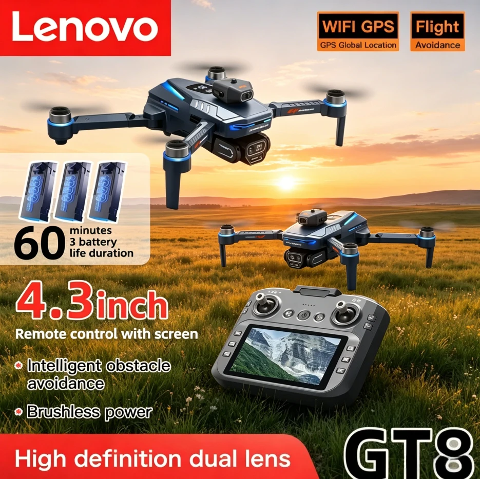 Lenovo GT8 Drone 4K 8K Professional Dual Camera GPS FPV Brushless Motor Optical Flow Hovering Folding Quadcopter RC Dron Toys
Lenovo GT8 Drone 4K 8K Professional Dual Camera GPS FPV Brushless Motor Optical Flow Hovering Folding Quadcopter RC Dron Toys