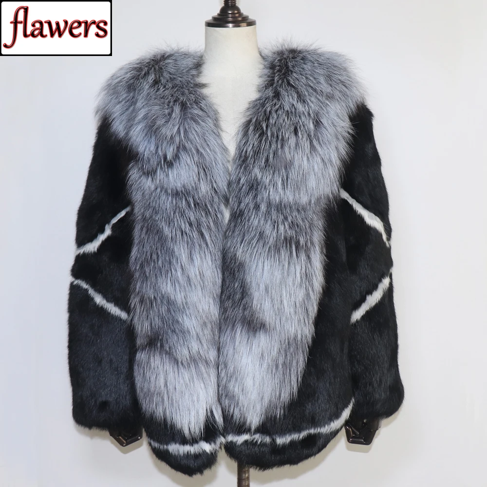 Real Natural Women's Rabbit Fur Coat Fox Fur Collar Large Size Rabbit Skin Lady Winter Coats Black Woman's Casual Autumn Coat
Real Natural Women's Rabbit Fur Coat Fox Fur Collar Large Size Rabbit Skin Lady Winter Coats Black Woman's Casual Autumn Coat