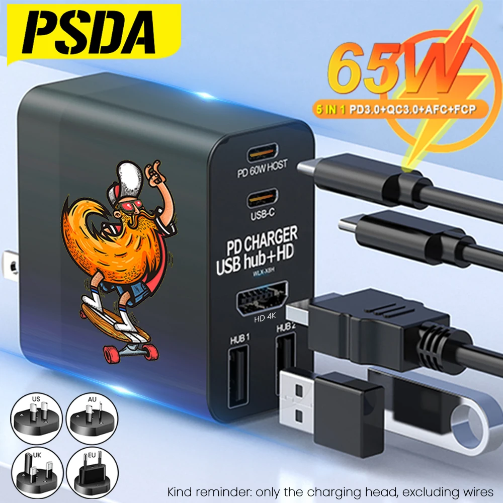 PSDA 3D skateboarder 65W Usb Hub 3.0 High Speed HD Splitter For TV PD 60W Type C Fast Charger Steam Deck Docking Station Laptop
PSDA 3D skateboarder 65W Usb Hub 3.0 High Speed HD Splitter For TV PD 60W Type C Fast Charger Steam Deck Docking Station Laptop
