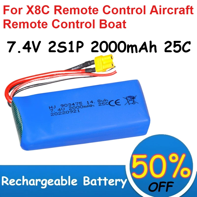 903475 7.4V 2S1P 2000mAh Polymer Lithium Battery 25C Magnification for X8C Remote Control Aircraft Remote Control Boat Battery
903475 7.4V 2S1P 2000mAh Polymer Lithium Battery 25C Magnification for X8C Remote Control Aircraft Remote Control Boat Battery
