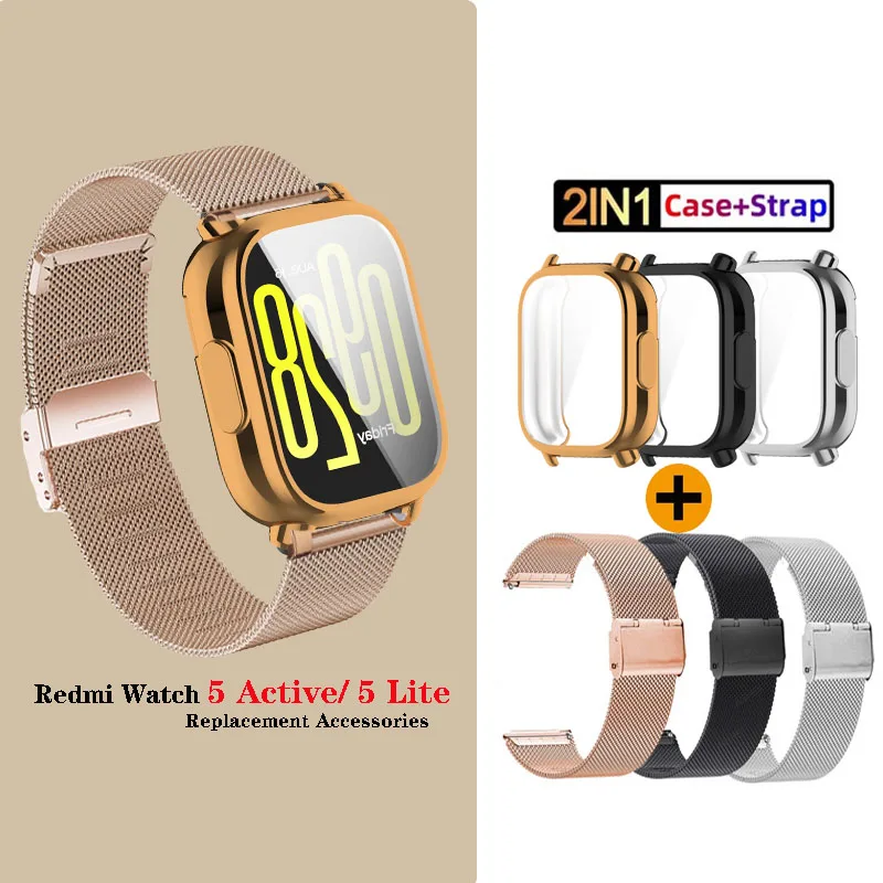 2in1 Case+Strap Stainless Steel Band Soft TPU Cover For Redmi Watch 5 Active / Redmi Watch 5 Lite
2in1 Case+Strap Stainless Steel Band Soft TPU Cover For Redmi Watch 5 Active / Redmi Watch 5 Lite