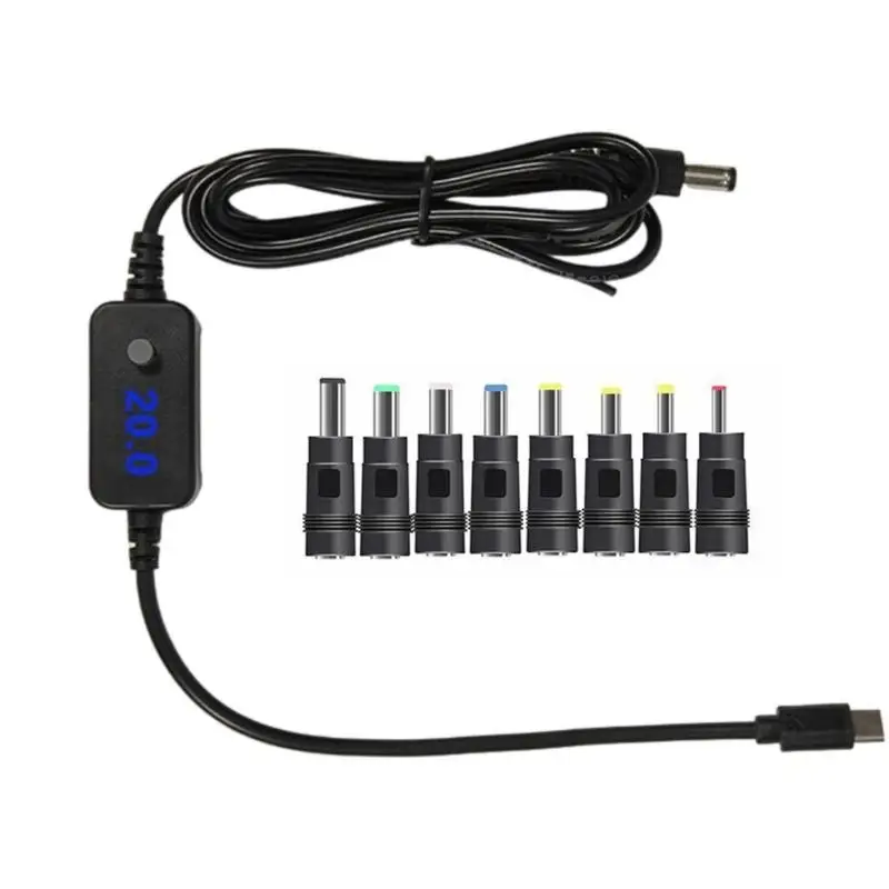 R53C Electronic Type C to 5 5x2.5mm Charging Cord 5V 9V 12V 15V 20V Adjustable Fast Charging Cable with 8 Connector Tip
R53C Electronic Type C to 5 5x2.5mm Charging Cord 5V 9V 12V 15V 20V Adjustable Fast Charging Cable with 8 Connector Tip