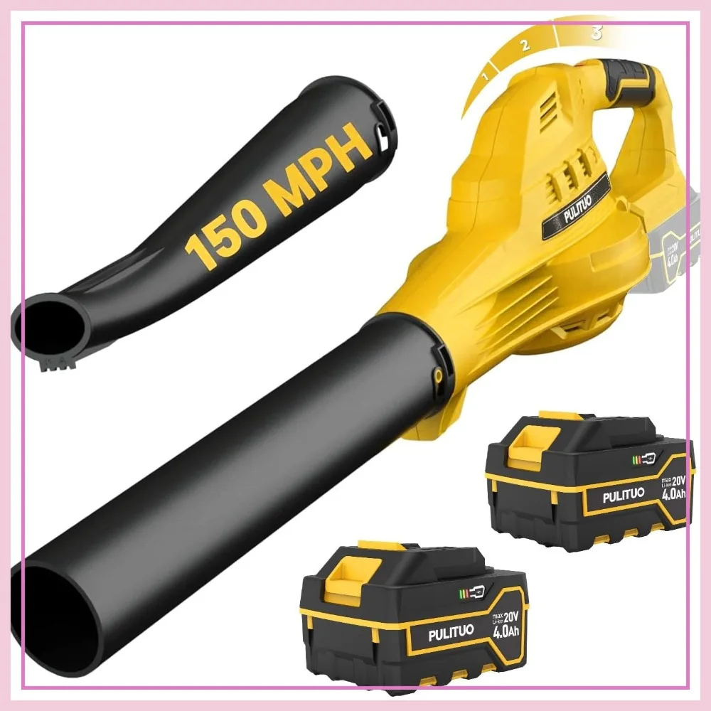 150MPH Cordless Leaf Blower with 2x 4.0Ah Batteries & Charger, 3 Speeds, Lightweight for Lawn, Yard, Patio
150MPH Cordless Leaf Blower with 2x 4.0Ah Batteries & Charger, 3 Speeds, Lightweight for Lawn, Yard, Patio