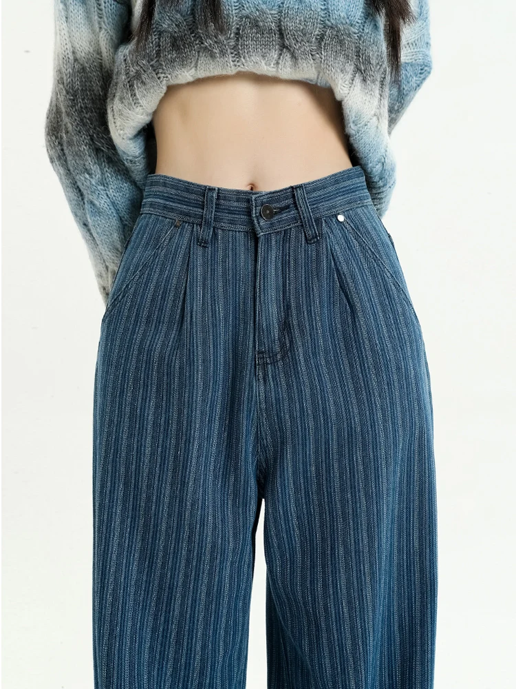 Light Blue Striped Loose Straight Female Jeans High Waist Full Length Casual Chic Women Wide Leg Pants Summer Basic Jeans
Light Blue Striped Loose Straight Female Jeans High Waist Full Length Casual Chic Women Wide Leg Pants Summer Basic Jeans