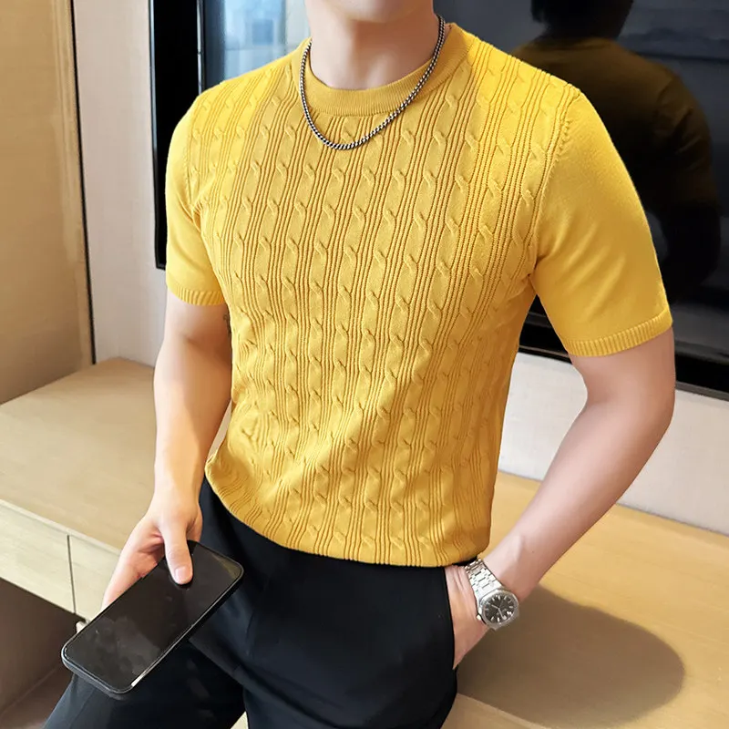 Men's Summer Slim Fit Knitted Polo Shirt - Mature Style Short Sleeve Grid Pattern Business Casual Top with Contrast Collar
Men's Summer Slim Fit Knitted Polo Shirt - Mature Style Short Sleeve Grid Pattern Business Casual Top with Contrast Collar