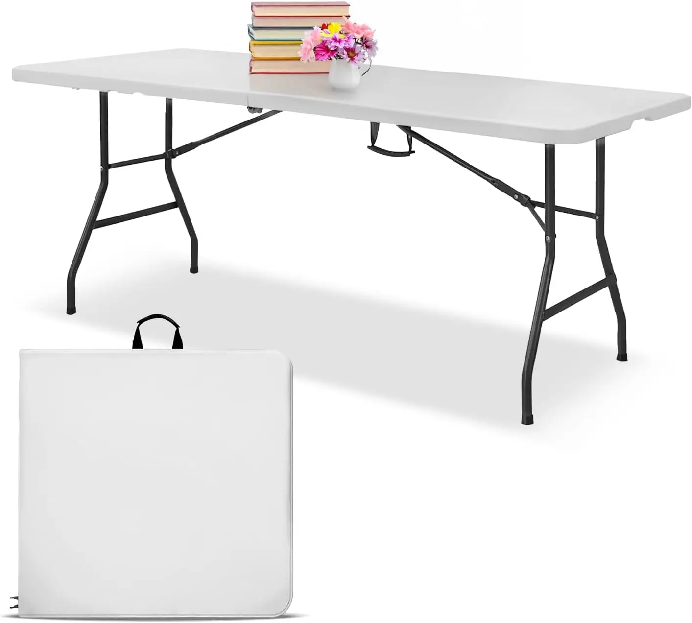 White 6ft Folding Table with Handle Heavy Duty Portable for Indoor Outdoor Use Events Camping Parties Dining
White 6ft Folding Table with Handle Heavy Duty Portable for Indoor Outdoor Use Events Camping Parties Dining