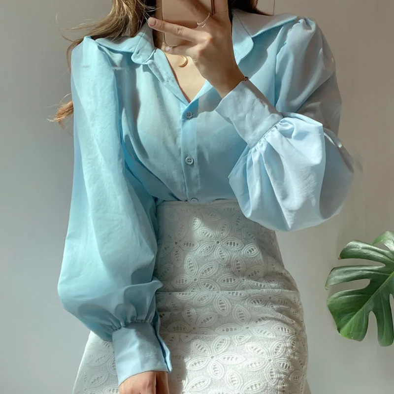 Chic Spring Vintage Purple Turn-down Collar Single Button Loose Color Lantern Sve irt Women's Top Faionable Casual
Chic Spring Vintage Purple Turn-down Collar Single Button Loose Color Lantern Sve irt Women's Top Faionable Casual