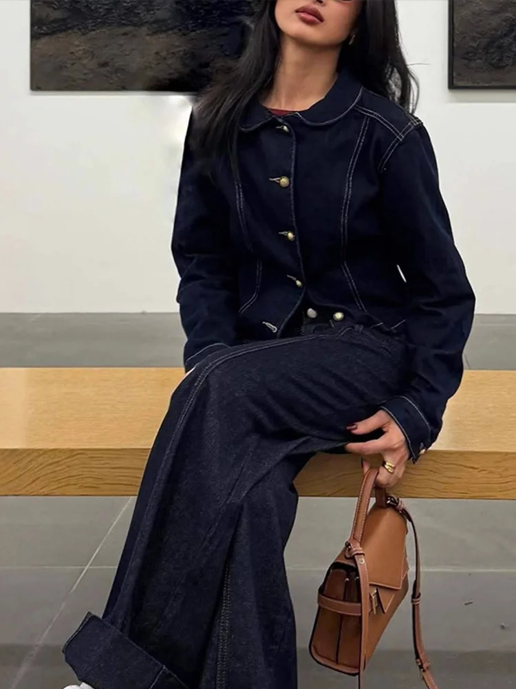Fashion Denim Jacket Set Women Casual Peter Pan Collar Single Breasted Jackets Loose Long Wide Leg Pants Jeans 2025 Spring New
Fashion Denim Jacket Set Women Casual Peter Pan Collar Single Breasted Jackets Loose Long Wide Leg Pants Jeans 2025 Spring New