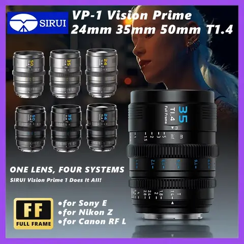 SIRUI VP-1 Vision Prime 1 T1.4 Full Frame Cine Lens 24mm, 35mm, 50mm MF Cinema Lens with Pre-Installed E Mount FOR RF/Z/L