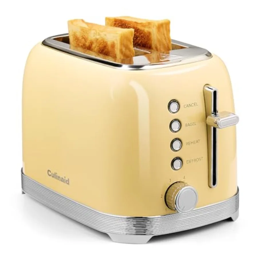 Toaster 2 Slice Retro Stainless Steel with 1.5" Extra Wide Slots Bagel Defrost Reheat Cancel Functions 6 Bread Shade Settings R
Toaster 2 Slice Retro Stainless Steel with 1.5" Extra Wide Slots Bagel Defrost Reheat Cancel Functions 6 Bread Shade Settings R