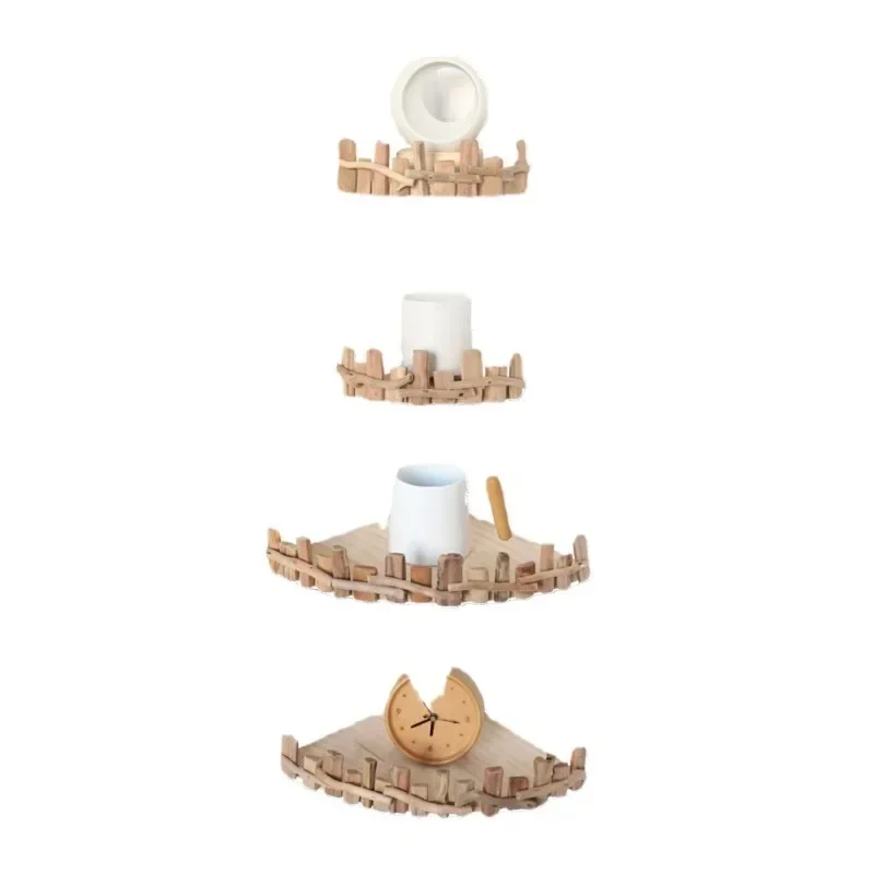 Creative solid wood fan baffle corner rack, wall living room triangular wall hanging kitchen corner storage rack, household
Creative solid wood fan baffle corner rack, wall living room triangular wall hanging kitchen corner storage rack, household