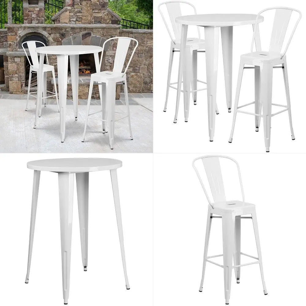 Commercial 30 Round White Metal IndoorOutdoor Bar Table Set2 Cafe Stools
Commercial 30 Round White Metal IndoorOutdoor Bar Table Set2 Cafe Stools