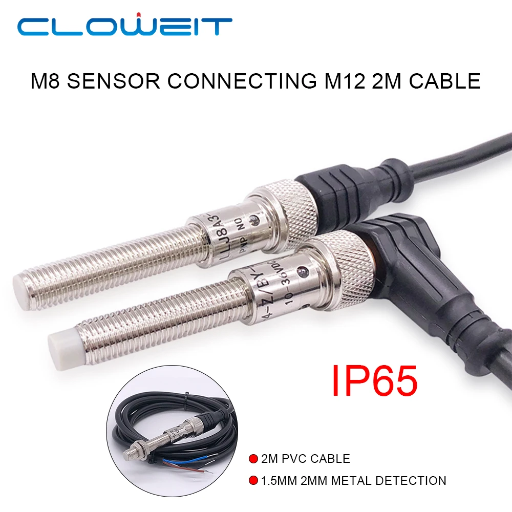 Cloweit Set IP65 M8 Inductive Proximity Sensor Switch 4pin Connecting M12 2m PVC Cable 1.5mm 2mm Metal Detection
Cloweit Set IP65 M8 Inductive Proximity Sensor Switch 4pin Connecting M12 2m PVC Cable 1.5mm 2mm Metal Detection