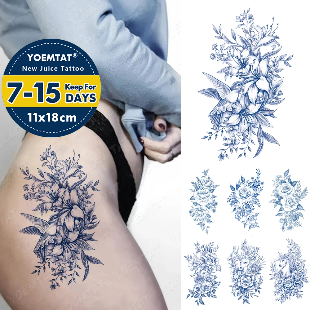 Semi-Permanent Waterproof Temporary Tattoo Sticker Lily Rose Peony Flower Juice Lasting Ink Herbal Tattoos Body Art Fake Tatto
Semi-Permanent Waterproof Temporary Tattoo Sticker Lily Rose Peony Flower Juice Lasting Ink Herbal Tattoos Body Art Fake Tatto