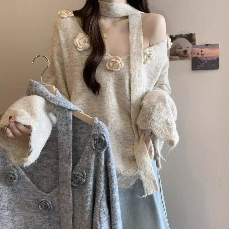 Autumn Winter Lazy New Oversize Tops Women Y2k Long Sleeve Loose Sweaters Mujer Vintage V-neck 3D Flower Knitted Pullover
Autumn Winter Lazy New Oversize Tops Women Y2k Long Sleeve Loose Sweaters Mujer Vintage V-neck 3D Flower Knitted Pullover