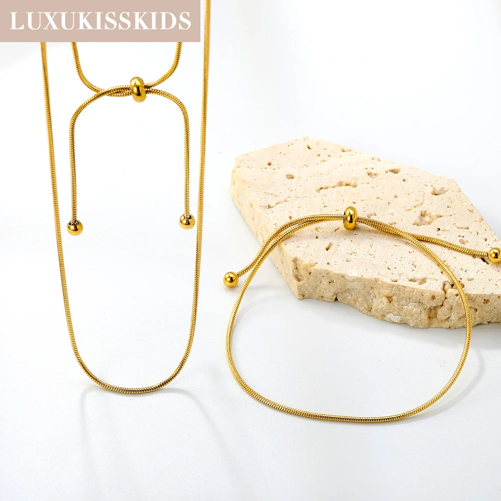 LUXUKISSKIDS Statement Retractable Snake Chain Necklace Bracelet Simple Adjustable Solid Chains Minimalist Jewelry for Ladies
LUXUKISSKIDS Statement Retractable Snake Chain Necklace Bracelet Simple Adjustable Solid Chains Minimalist Jewelry for Ladies