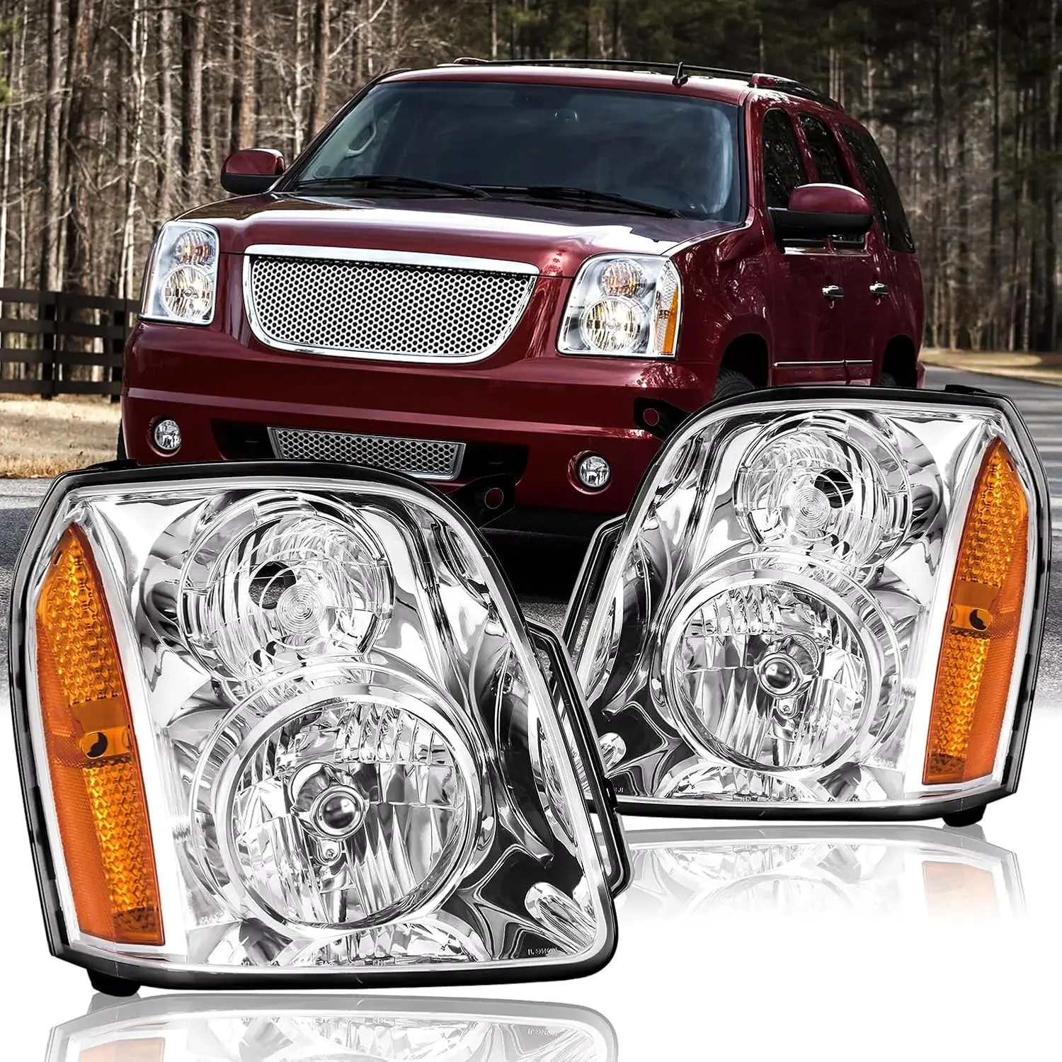 2 шт. фары в сборе, одобренные DOT, совместимые с гибридными фарами GMC Yukon XL 1500 2500 2007-2014 (левый + правый) OE Style Chro
2 шт. фары в сборе, одобренные DOT, совместимые с гибридными фарами GMC Yukon XL 1500 2500 2007-2014 (левый + правый) OE Style Chro