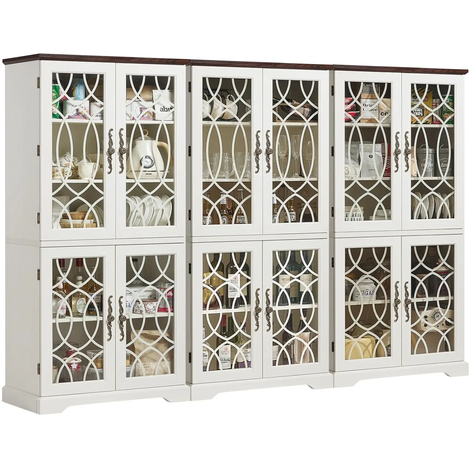 67" 3-Piece Vintage Glass-Door 5-Tier Adjustable Wood Bookcase Rustic Display Cabinet Living Room Office White, Customized
67" 3-Piece Vintage Glass-Door 5-Tier Adjustable Wood Bookcase Rustic Display Cabinet Living Room Office White, Customized