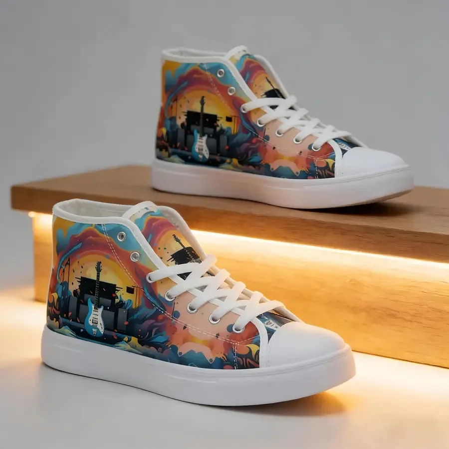 Кеды Rock Stage Gradient High-Top с принтом электрогитары, дышащие, износостойкие, модные, в уличном стиле
Кеды Rock Stage Gradient High-Top с принтом электрогитары, дышащие, износостойкие, модные, в уличном стиле