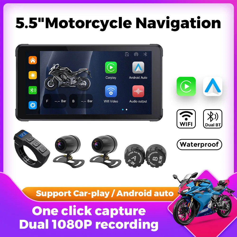 5,5 "Anti Shake Мотоцикл Беспроводной CarPlay Android Авто Навигация IP67 Водонепроницаемый Портативный Мотоцикл Видеорегистратор Датчик TPMS
5,5 "Anti Shake Мотоцикл Беспроводной CarPlay Android Авто Навигация IP67 Водонепроницаемый Портативный Мотоцикл Видеорегистратор Датчик TPMS
